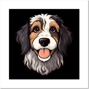 Bernedoodle Face Cute Cartoon Puppy Dog Lover Posters and Art